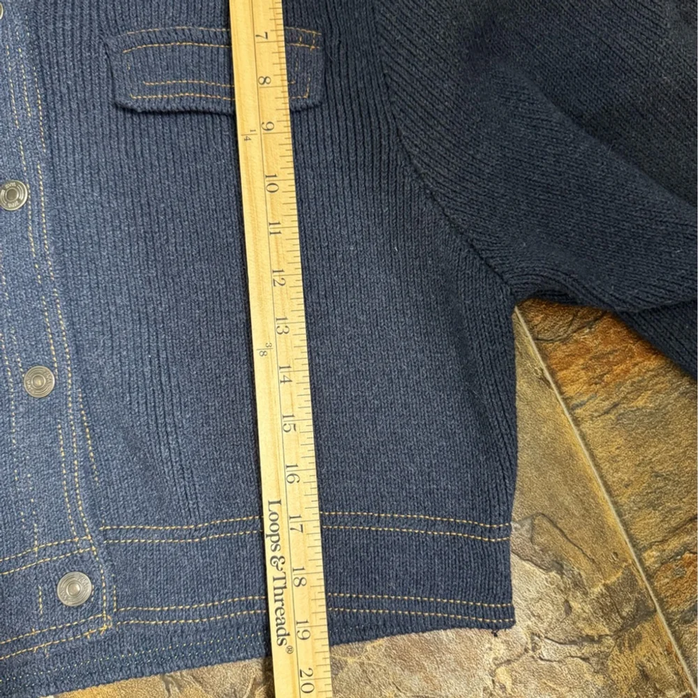 Zara Heavy Knit Cropped Jacket | Quiet Luxury Navy - Picture 9 of 11